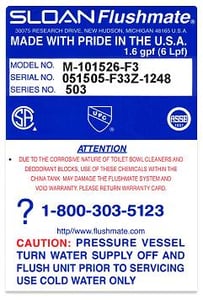 Flushmate III Label